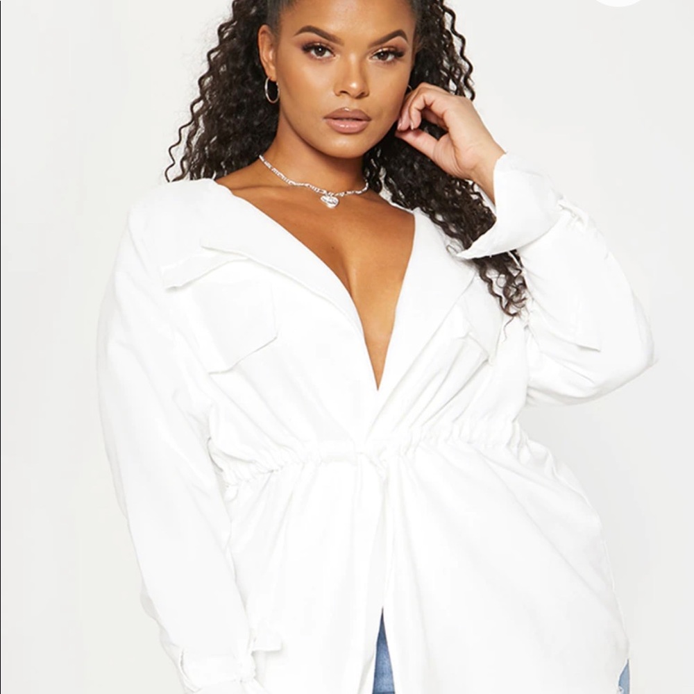 PLT Plus White Suede Cargo Waist Shirt